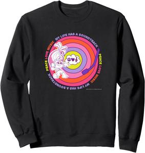 Толстовка с изображением виниловой пластинки «Тролли», черная Trolls