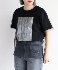 Футболка с принтом, тюль Cepo, черный