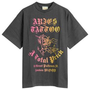 Выцветшая футболка с надписью «Магазин татуировок» Aries, черный