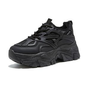 Medd Высокие устойчивые к ударам дышащие легкие массивные кроссовки на низком ходу с утепленной подкладкой для женщин черные, цвет Black Fleece-Lined