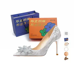 WOXXXN Серебряные туфли на шпильке с узким каблуком 6 см для женщин в подарочной упаковке с подарком, цвет Silver 6cm[Gift Box Set](Gift Included)