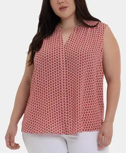 Топ без рукавов с защипами и разрезом на горловине больших размеров NYDJ, мультиколор