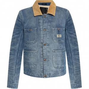 R13 Джинсовая куртка с воротником из вельвета, Blue