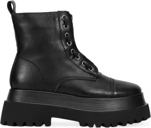Черные военные ботинки BOSANOVA со средней молнией, шнуровкой и платформенной подошвой, Black