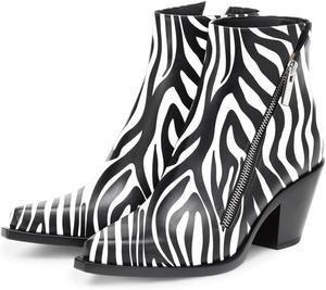 Женские закрытые ботильоны YDN с миндалевидным носком, на невысоком каблуке, с боковыми молниями, для офиса, вечеринок и повседневной носки, размер 4-16 US, Zebra