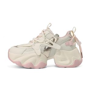 Кроссовки женские толстые низкие Daphne, белый/розовый