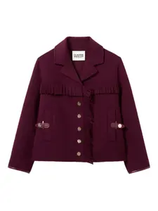 Однобортное пальто с бахромой Claudie Pierlot, фиолетовый