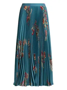 Плиссированная юбка миди с цветочным принтом ETRO, синий