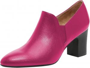 Женские туфли FOWT на высоком массивном каблуке, с острым носком и боковой эластичной вставкой, классические однотонные ботильоны на молнии, офисные и праздничные туфли, размеры 4-16 M US, Hot Pink