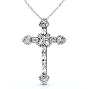 Бриллиантовый крест 1/2 карата, выращенный в лаборатории, 14-каратное золото, высота 1,25 дюйма Pompeii2, 14K White Gold