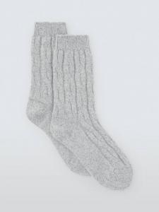 Уютные носки для кровати из кашемира с рельефным узором John Lewis, Grey