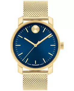 Мужские смелые аксессуары Swiss Quartz светлый золотой стальной наручные часы, 41mm Movado