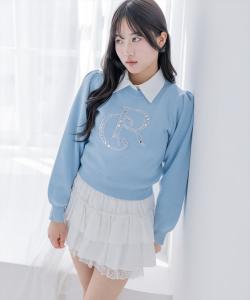 Вязаный топ с бисерным логотипом <<Новинка>>