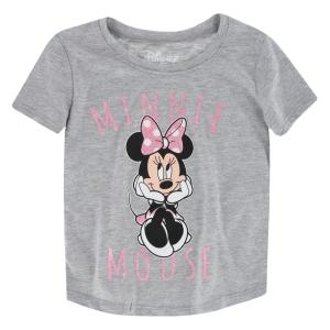 Футболка с короткими рукавами и блестками с бантом от Minnie Mouse для девочек Jerry Leigh, серый