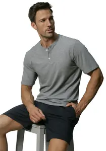 Пижама S.Oliver (2 шт., 1 шт.), топ меланжевого цвета с планкой на пуговицах, синий