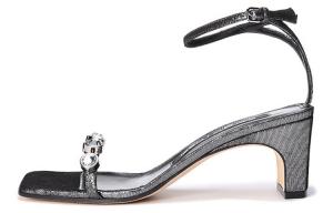 SERGIO ROSSI Кожаные сандалии на одной застежке для женщин Smoke Coal Gray