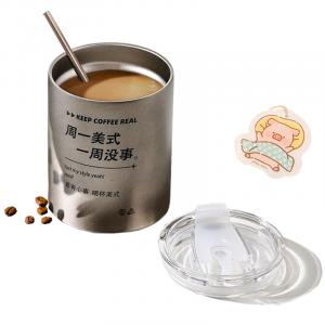 Соломенная бутылка для воды 350 мл KAWASIMAYA, Portable Coffee Cup (Monday American) With Magic Cleaning Cloth