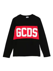 Футболка с длинным рукавом и логотипом Gcds Kids, черный