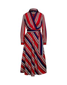 Полосатое платье миди Charmeuse Polo Ralph Lauren, красный