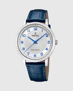 F20660/1 Solar Energy синие кожаные мужские часы Festina, синий