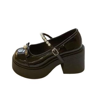 Туфли Мэри Джейн на массивном каблуке для женщин BINGO DUCK, White+Gift Socks