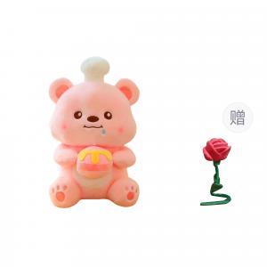 Шляпа шефа медвежонок в банке с медом плюшевая кукла высота 40см/50см/60см XUANBEIBEI, Pink Bear+Free Random Color Rose