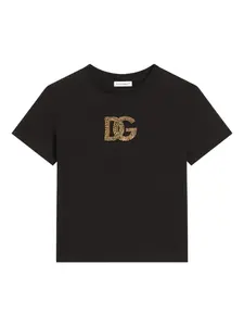 Футболка с логотипом и стразами Dolce & Gabbana Kids, черный