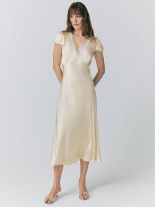 Атласное платье с кружевной отделкой от лилли Ghost, цвет Buttermilk