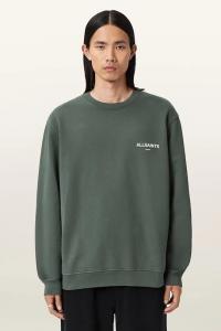 Хлопковая толстовка Allsaints, зеленый