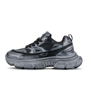 SUPER DRAG Антискользящие износостойкие низкие массивные кроссовки унисекс черно-серые матовые LuzaoT, черно-серые глянцевые