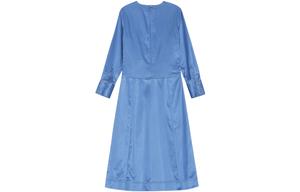 Футболка с плиссированными деталями из сатина миди GANNI, синяя