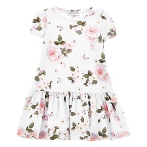 Белое платье с цветочным принтом Monnalisa