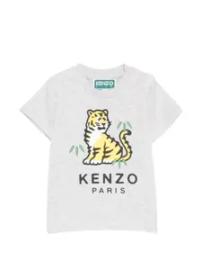 Футболка с изображением тигра Kenzo Kids, серый