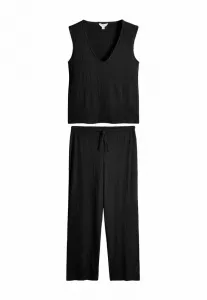 Блузка-Комплект с v-образным вырезом и текстурированной поверхностью, прямого кроя. The Set, Black