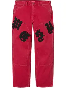 Брюки Old English Canvas Double Knee Painter SS 25 - Red Supreme, красный