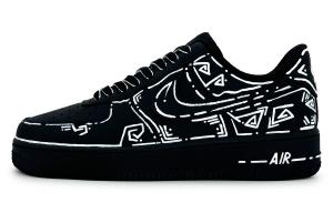 Nike Антискользящие износостойкие низкие скейтерские кеды Air Force 1 унисекс черно-белые