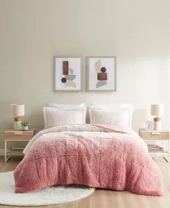 Комплект постельного белья Brielle Ombre из 2 предметов с пушистым искусственным мехом, размер Twin/Twin XL Intelligent Design, Blush
