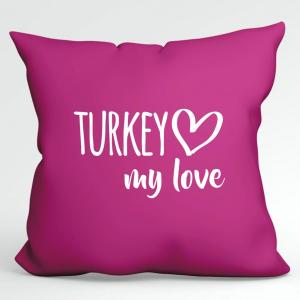 Подушка Huuraa Турция моя любовь декоративная наволочка без наполнителя размер 40х40см цвета фуксии для всех любителей Турции идея подарка для друзей и семьи Hellweg Druckerei
