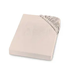 Простыня на резинке из тонкой фланели, 90 х 200 см, бежевый, 100% хлопок, матрасы высотой до 23 см, для сна sleepling