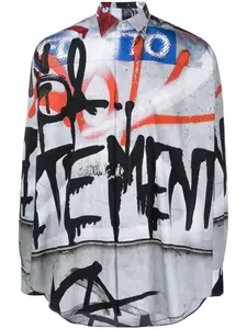 Рубашка с принтом граффити VETEMENTS, серый