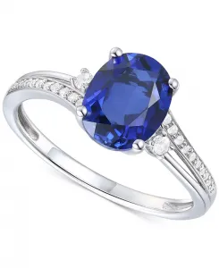 Кольцо-Завиток с аметистом (1-1/2 карата tw) и выращенным в лаборатории белым сапфиром (1/8 карата tw) из стерлингового серебра с покрытием из 14-каратного золота (также с другими драгоценными камнями) Macy'S, sapphire