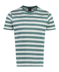 Полосатая льняно хлопковая футболка Paul & Shark, зеленый