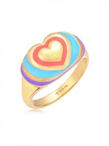 Elli Кольцо из серебра 925 пробы с сердечком в золотой оправе