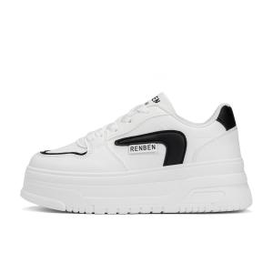 RENBEN Женские легкие низкие скейтерские кроссовки для увеличения роста белый черный, цвет White Black