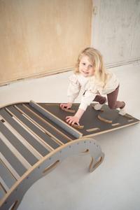 БОЛЬШАЯ качалка Монтессори с ручками + горка БОЛЬШИЕ ОБЛАКА - серый tupti.wood