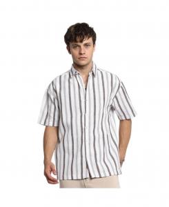 Мужская рубашка в тонкую полоску цвета слоновой кости и бордового цвета Campus Sutra, White