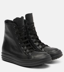 Высокие кожаные кроссовки High Top Sneaks Rick Owens, All Black