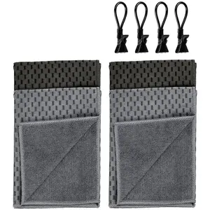 Полотенце для посуды Модель Miko с зажимными кольцами, высокоабсорбирующее и быстро сохнущее, для вытирания и полировки, металлический зажим Wenko, черный/серый