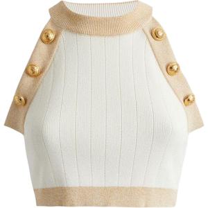 Рибленый укороченный топ BALMAIN, белый