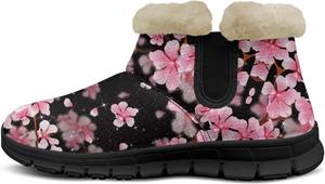 Зимние ботинки на архоподдержке для женщин, плюшевые пушистые снежные ботиночки, теплые, противоскользящие, для улицы, размеры 6-12 Pointodoor, Cherry Blossom